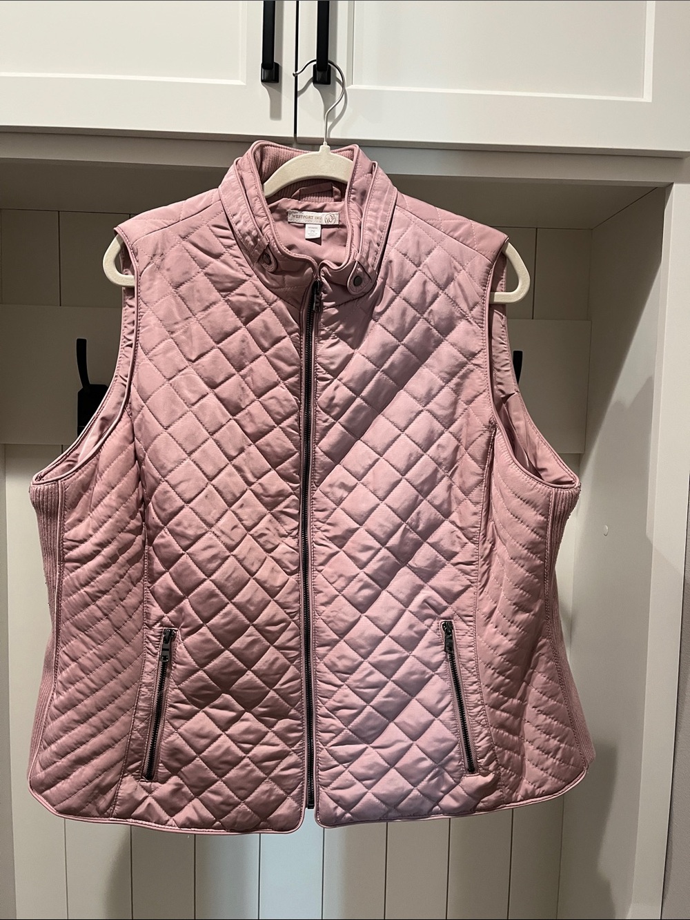 Quilted Sleeveless Vest in Blush Pink by Dressbarn